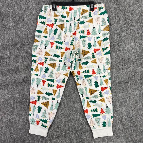 Old Navy Pajama Pants Womens L White Flannel Jogger Drawstring Xmas Christmas - Picture 2 of 8